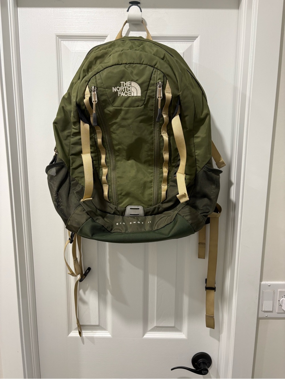 The North Face Big Shot Olive Green Men's Backpack with Tan Accents